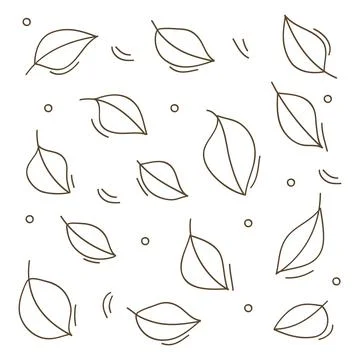 Hand drawn leaves line fall on autumn season Stock Illustration