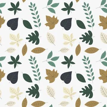 Hand drawn leaves pattern. Stock Illustration