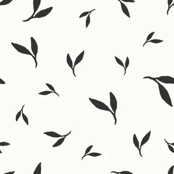 Hand Drawn Leaves Seamless Pattern 스톡 일러스트