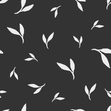 Hand Drawn Leaves Seamless Pattern Stock Illustration
