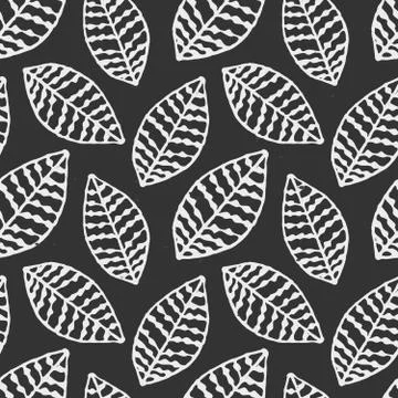 Hand Drawn Leaves Seamless Pattern Stock-Illustration