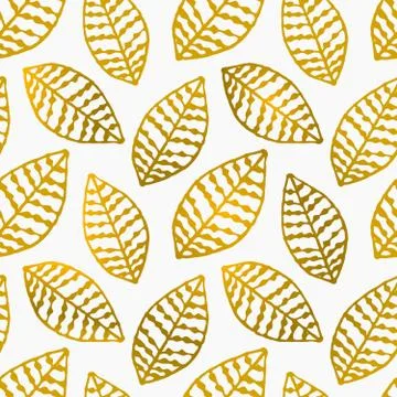 Hand Drawn Leaves Seamless Pattern Stock-Illustration