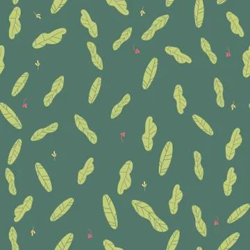 Hand drawn leaves seamless pattern. Simple floral vector background. Surface Illustrazione stock