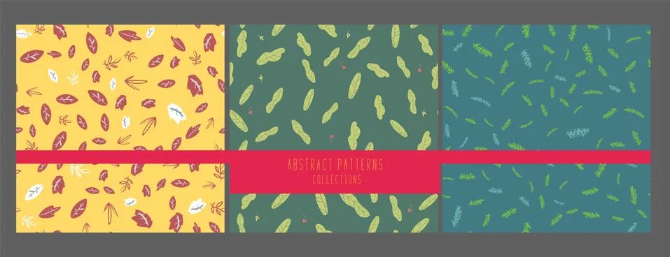 Hand drawn leaves seamless pattern. Simple floral vector background. Surface Stock Illustration