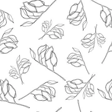 Hand drawn leaves seamless pattern branch vector decoration doodle plant Illustrazione stock