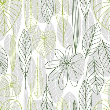 Hand drawn leaves. Vector seamless pattern 스톡 일러스트