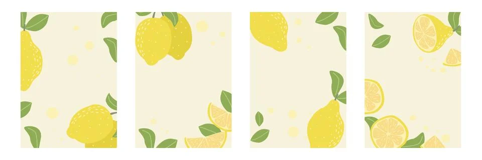 Hand drawn lemon backgrounds set Ilustração Stock