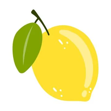 Hand drawn lemon icon. Vector flat illustration of whole tasty citrus, healthy Stock Illustration