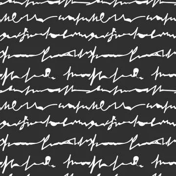 Hand Drawn Letter On Black Background Seamless Pattern Stock Illustration