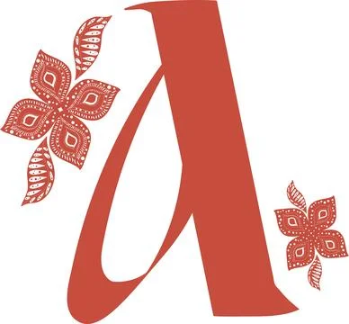 Hand-drawn letter A with a broad-pointed brush and patterns reminiscent of .. Stock Illustration