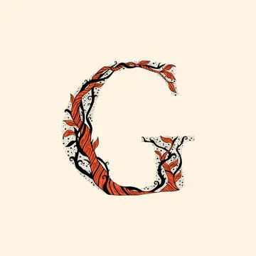 Hand drawn letter G, vector illustration isolated on yellow background Stock Illustration