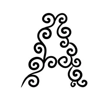 Hand drawn letter A symbol vector scribble illustration . Stock Illustration