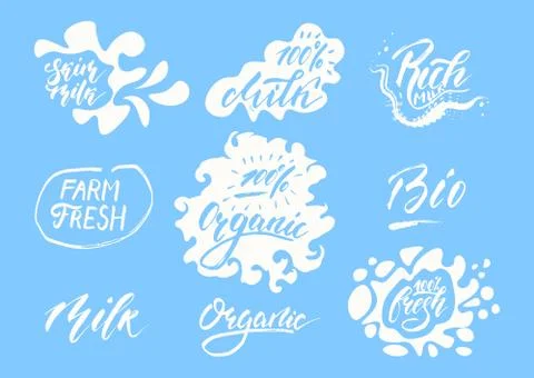 Hand drawn lettering design with rough edges for milk logo Stock Illustration