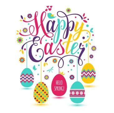 Hand drawn lettering. Easter eggs for Your design Stock Illustration