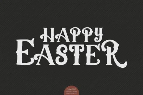Hand drawn lettering Happy Easter. Elegant vintage handwritten calligraphy. V Stock Illustration