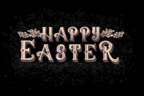 Hand drawn lettering Happy Easter. Elegant vintage handwritten calligraphy. V Stock Illustration
