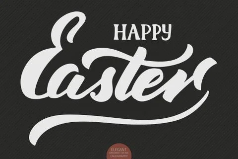 Hand drawn lettering Happy Easter. Elegant modern handwritten calligraphy. Ve Stock Illustration