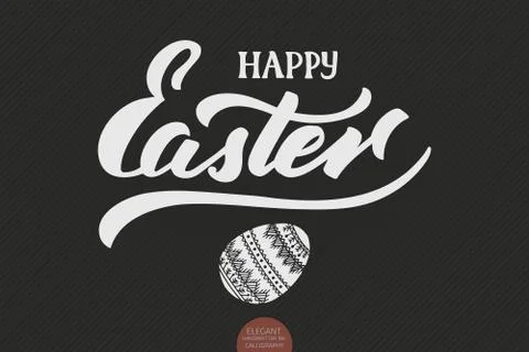 Hand drawn lettering Happy Easter. Elegant modern handwritten calligraphy. Ve Stock Illustration