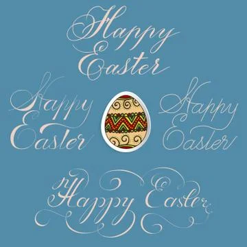 Hand drawn lettering Happy Easter in four variants. Elegant modern handwritte Stock Illustration