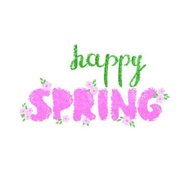 Hand Drawn Lettering - Happy Spring Stock Illustration