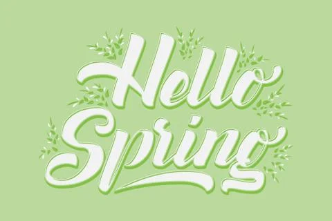 Hand drawn lettering Hello Spring. Elegant modern handwritten calligraphy. Ve Stock Illustration