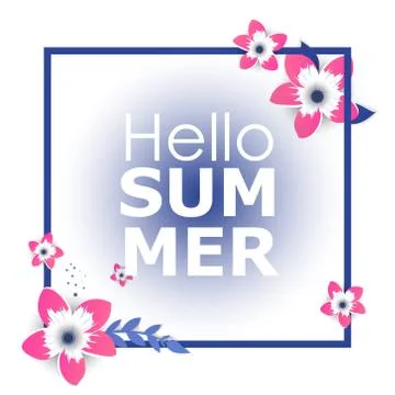 Hand drawn lettering hello spring and flowers Illustrazione stock