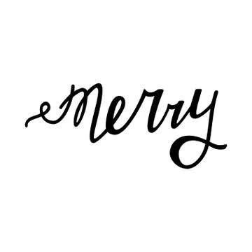 Hand drawn lettering merry Stock Illustration