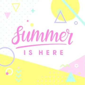 Hand drawn lettering summer is here Stock Illustration
