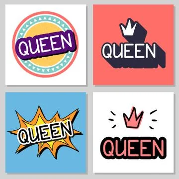Hand drawn lettering vector illustration Queen. Stock Illustration