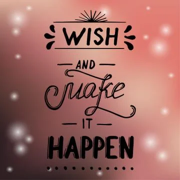 Hand drawn lettering wish. Stock Illustration