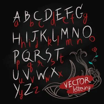 Hand drawn letters vector alphabet blackboard Stock Illustration