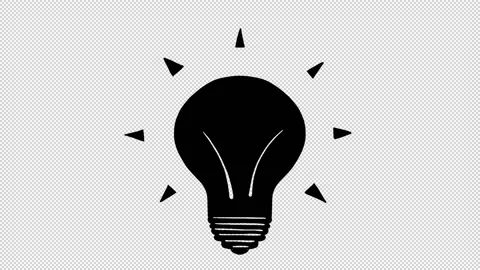Hand drawn light bulb animation with alpha channel, motion graphics. Stock-Footage 141314539