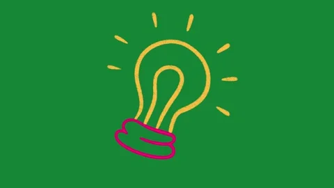 Hand Drawn Light Bulb Idea Animation on Green Screen Overlay Видео 334608794
