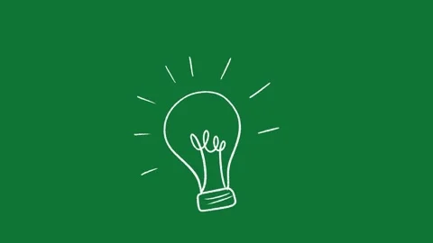 Hand-Drawn Light Bulb Idea Icon 2D Animation on Green Screen Stock Footage 334608967