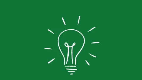 Hand-Drawn Light Bulb Idea Icon 2D Animation on Green Screen Vidéo 334609026