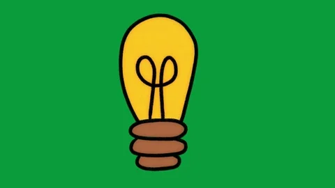 Hand Drawn Light Bulb Idea 2D Animation Green Screen Overlay Video stock 341798213