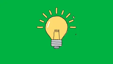 Hand drawn light bulb idea icon flickering on and glowing Stock Footage 348045074