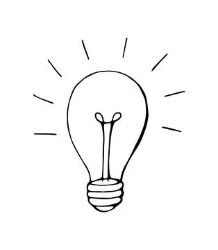 Hand Drawn Light Bulb Idea Innovation Minimal Line Art Illustration Stock Illustration