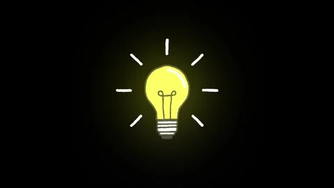 Hand Drawn Light Bulb Loop Animation, Glowing Idea Icon on Dark Background Vidéo 314103243