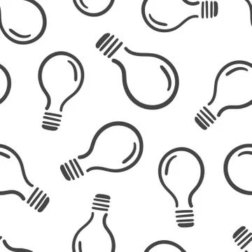 Hand drawn light bulb seamless pattern background. Business flat vector illus Stock Illustration