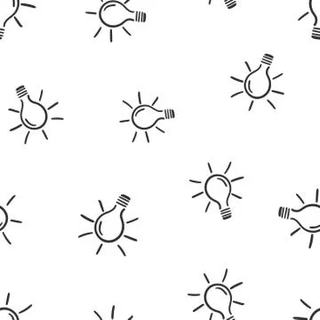Hand drawn light bulb seamless pattern background. Business flat vector illus Stock Illustration