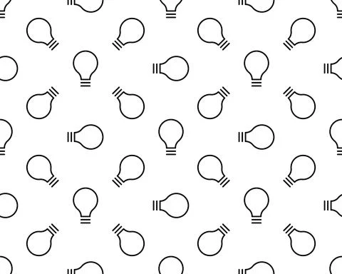 Hand drawn light bulb seamless pattern background. Business flat vector illus Stock Illustration