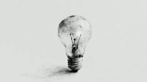 Hand drawn light bulb sketch with subtle shading on white background, ordin.. Stock Footage 342046038