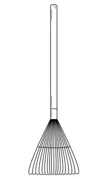 Hand drawn light duty rake for collecting leaves. Gardening tool. Doodle style Stock Illustration