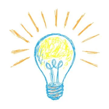 Hand drawn Light lamp, Doodle line style Stock Illustration