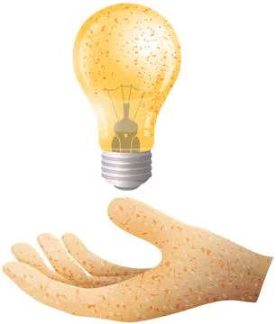 Hand drawn lightbulb. Idea and solution icon doodle. Handmade illustration of Stock Illustration