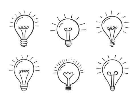 Hand Drawn Lightbulbs 스톡 일러스트