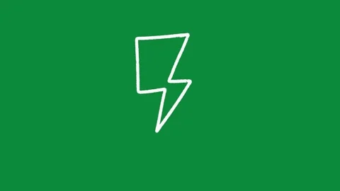 Hand Drawn Lightning Bolt Animation Green Screen Electric Spark Doodle Motion Vidéo 334608504