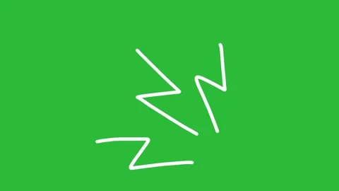 Hand Drawn Lightning Bolt Electric Spark Shockwave on Green Screen Background Stock Footage 339335469