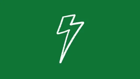 Hand-Drawn Lightning Bolt Energy Icon 2D Animation on Green Screen Видео 334609015